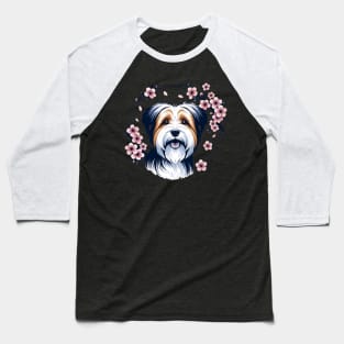 Biewer Terrier Celebrates Spring's Cherry Blossoms Splendor Baseball T-Shirt